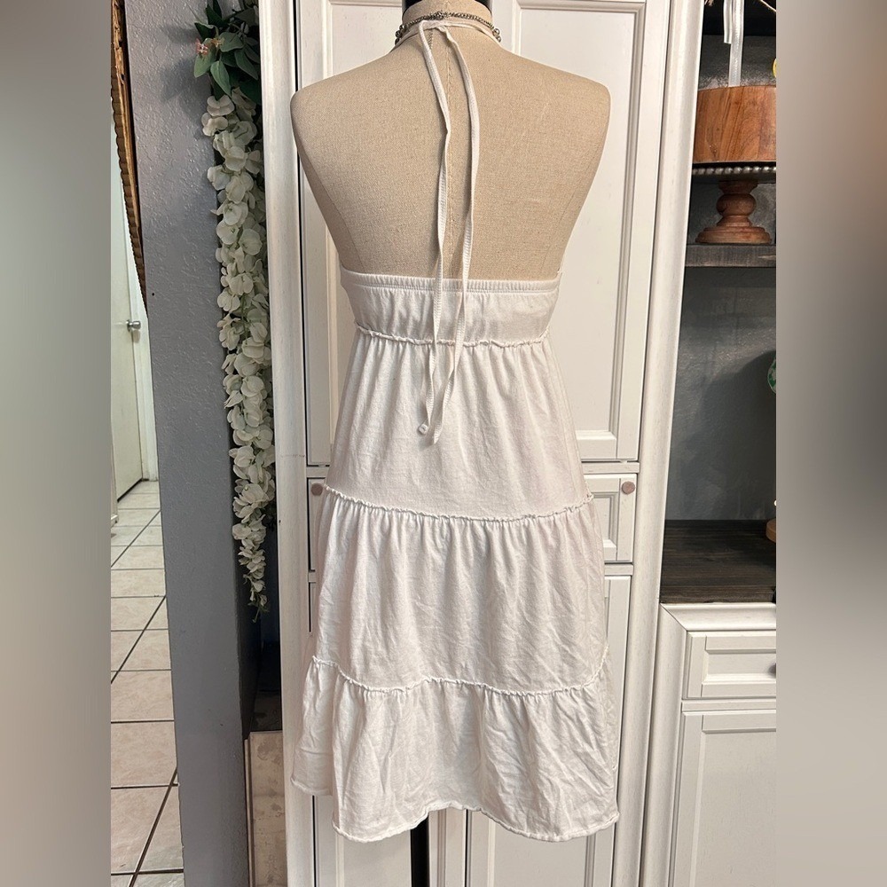 Vintage Halter Blouse Dress Size Large White Y2K LEI Summer boho - Picture 7 of 9